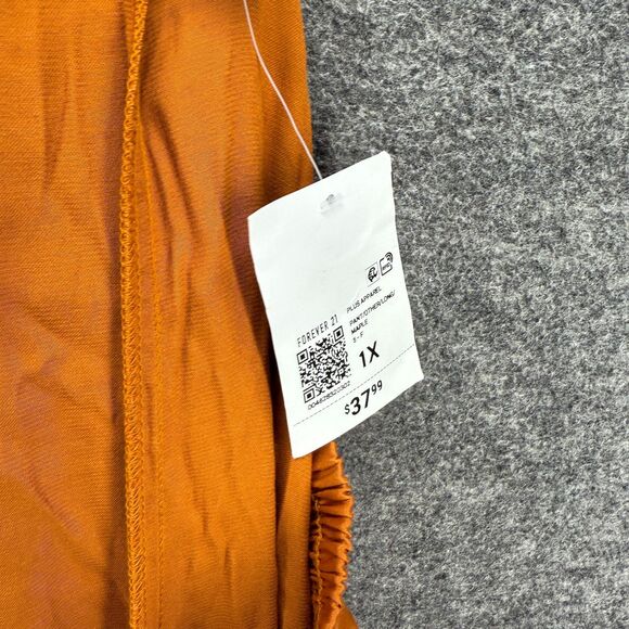 New Forever 21 Pants Women 1X Plus Brown High Rise Flat Front Elastic Waist - Picture 7 of 9